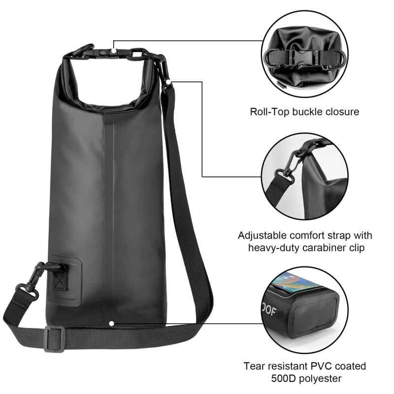 2L Dry Bag Touch Screen Waterproof Bags For Trekking Drifting Rafting Surfing kayak Outdoor Sports Bags Camping Equipment
