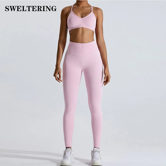 Gym Clothes Women 2 Pcs Yoga Set Breathable Sports Bra High Waist Leggings Women's Tracksuit Sportswear Fitness Suit Activewear