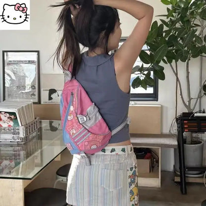 Sanrios Hello Kittys Travel Bag Cute Cartoon Crossbody New Style Portable Sweet Girls Hot Sale Storage Large Capacity Kawaii Ins