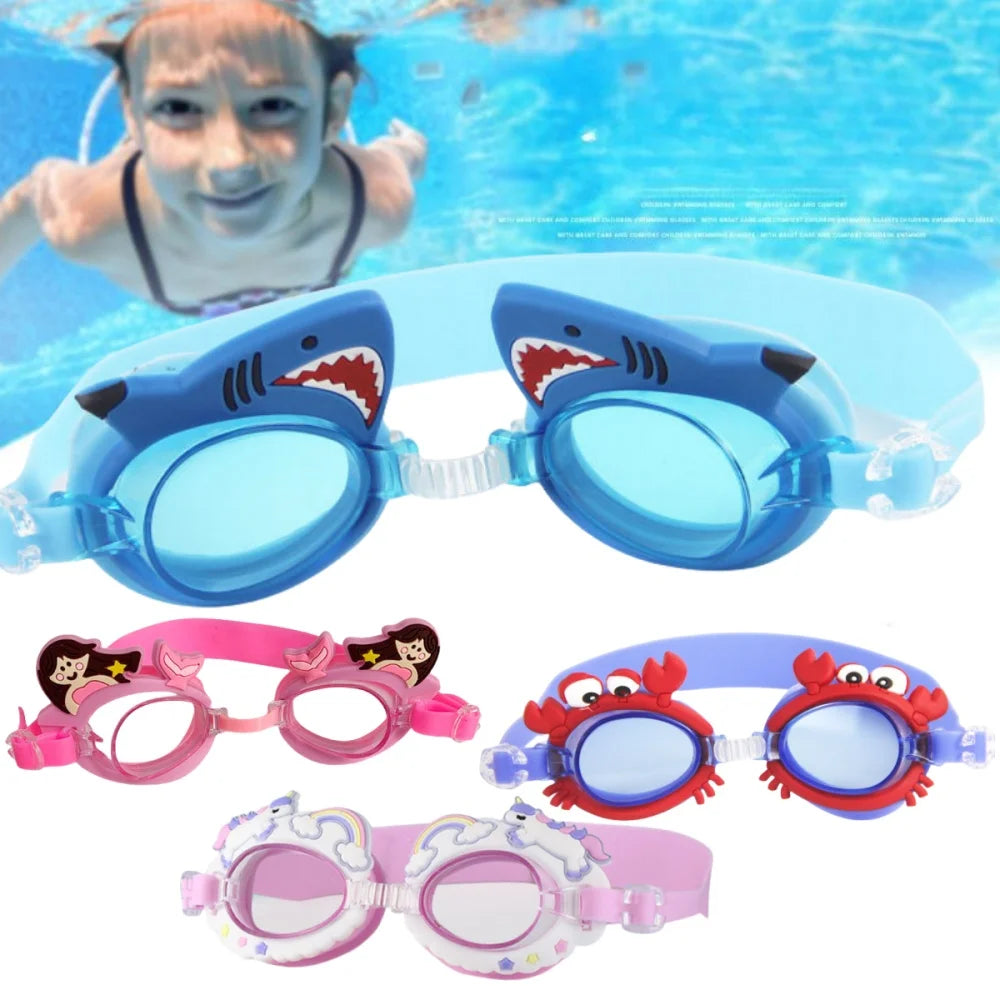 Children's Swimming Goggles Waterproof and Anti Fog Silicone Learning Swimming Goggles Cute Cartoon Adjustable Diving Equipment