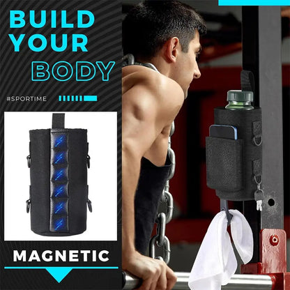 Magnetic Gym Water Bottle Bag Holder, Built-in Magnet for Easy Attachment to Metal Surface, Magnetic Bottle Sleeve Pouch