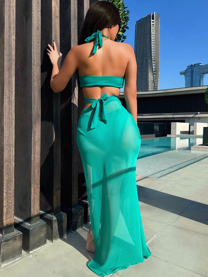 Women Swimsuit Sexy Bikini Solid Swimwear Feminine Beachwear Green Bathing Suit Female Swimming Suit Dropshipping