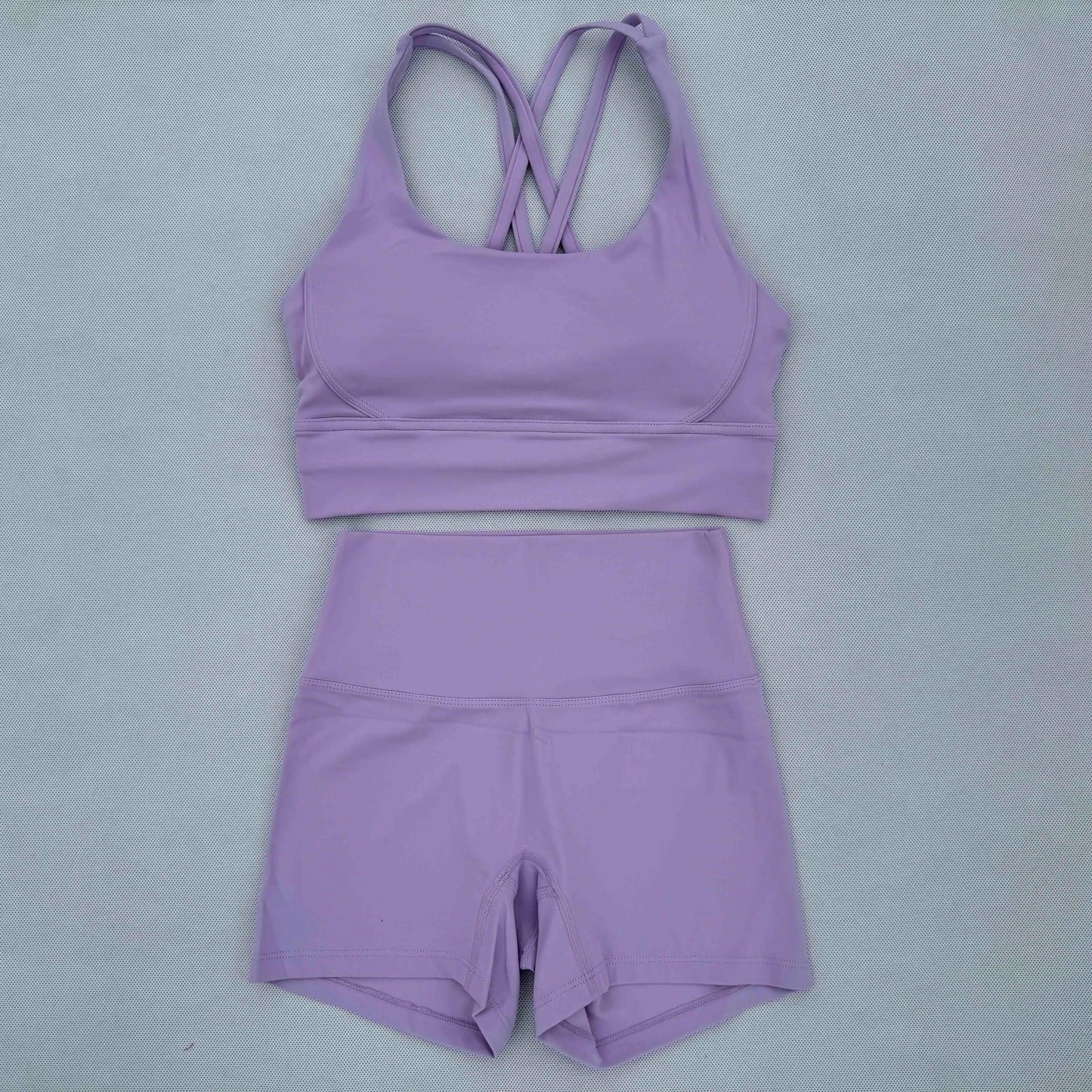 Yoga Clothes Set 2 Piece Gym Sports Shorts Set Women Cross Back Bra Top High Waist Shorts Fitness Suit Running Workout Tracksuit