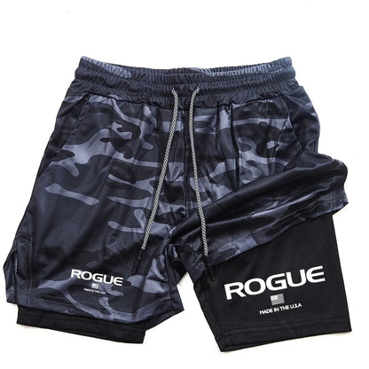 Gym men's sports shorts all-season sports 2-in-1 double-layer tight shorts sports shorts fashionable and casual