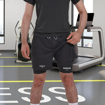 Gym men's sports shorts all-season sports 2-in-1 double-layer tight shorts sports shorts fashionable and casual