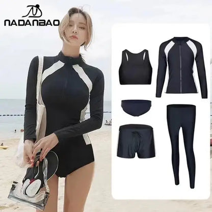 Women Men Diving Clothing Quick Dry Swimming Suit Snorkeling Surfing Wetsuit Zipper Water Sport Long Sleeve Diving Five Suit