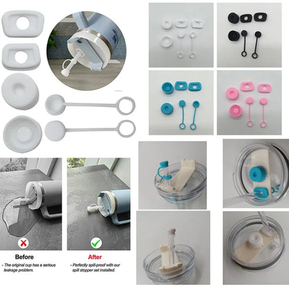 Silicone Spill Proof Stopper Set for Stanley Cup 1.0 2.0 40oz/ 30oz Tumbler Accessories Straw Cap Spill Stopper Leak Stopper