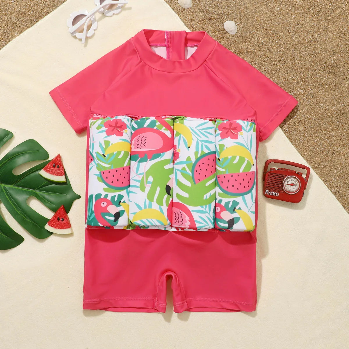 Children's Buoyancy Swimsuit One-piece Swimsuit for Kids Floating Rash Guards Cartoon Print Girls Boys Swimwear Swimming Clothes
