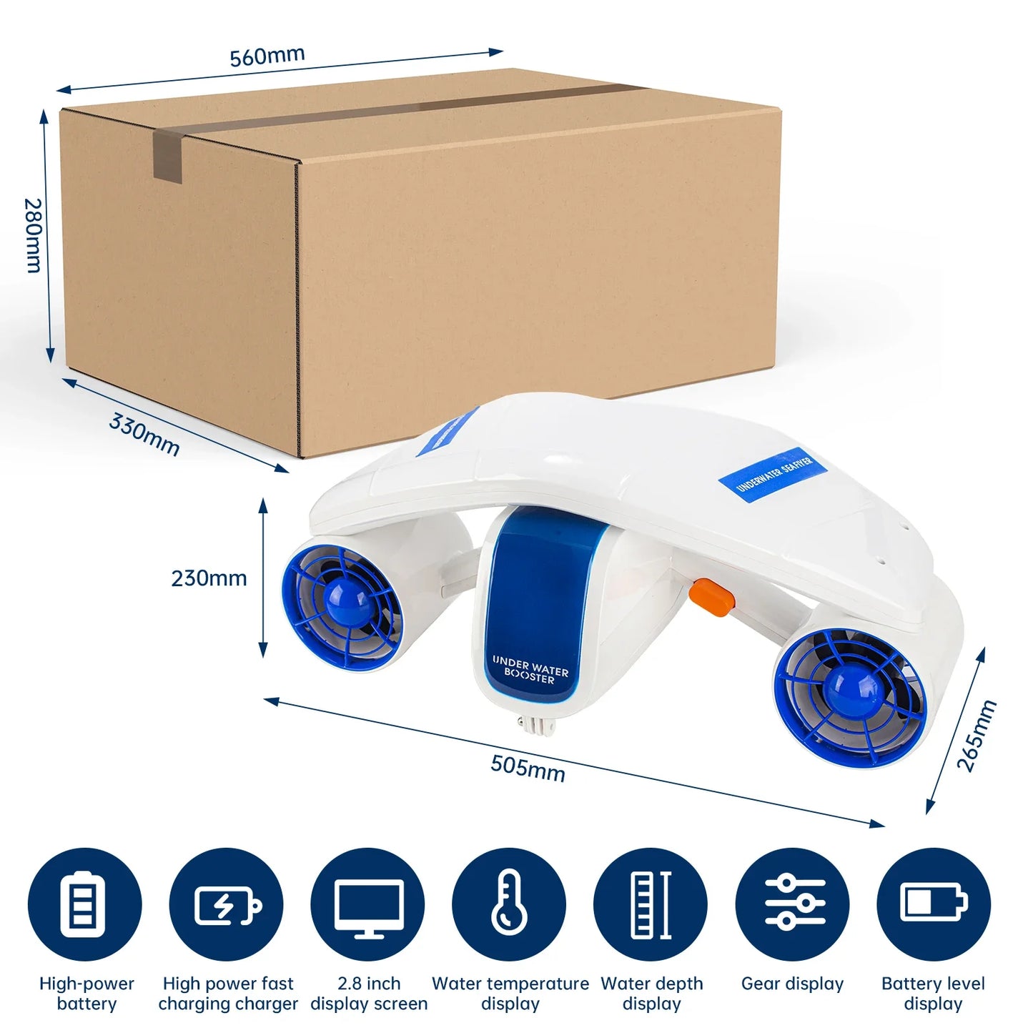 Swimming Diving Motor Electric Sea Scooter Underwater Booster with     Mount for Diving, Snorkeling and Swimming