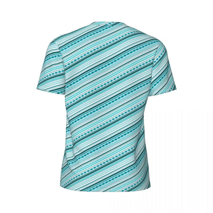 Gym T Shirt For Mens Retro Dots And Stripes T Shirts Fashion Blue Line Design Summer Tees O Neck Basic Graphic Clothes Plus Size