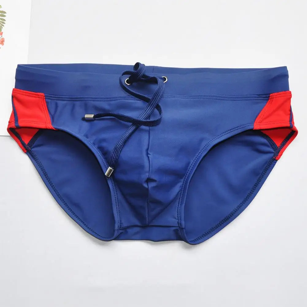 Men Swimming Briefs Low Waist Drawstring Quick Dry Swimwear Slim Fit Bathing Surfing Water Sports Swimming Trunks Swim Shorts