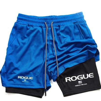 Gym men's sports shorts all-season sports 2-in-1 double-layer tight shorts sports shorts fashionable and casual