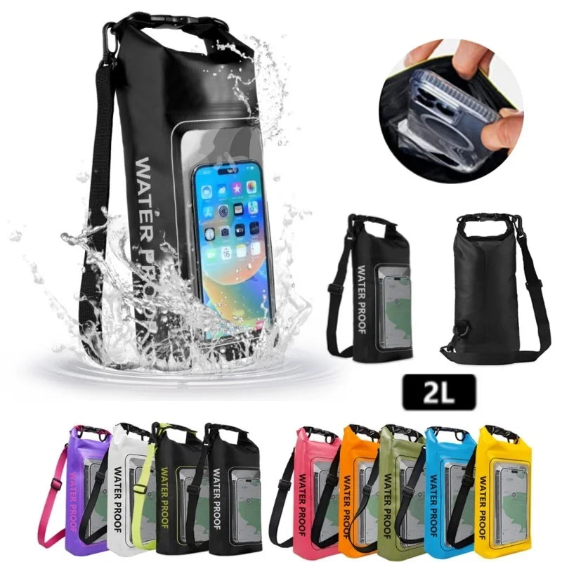2L Dry Bag Touch Screen Waterproof Bags For Trekking Drifting Rafting Surfing kayak Outdoor Sports Bags Camping Equipment