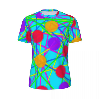 Gym T Shirt For Mens Retro Dots And Stripes T Shirts Fashion Blue Line Design Summer Tees O Neck Basic Graphic Clothes Plus Size