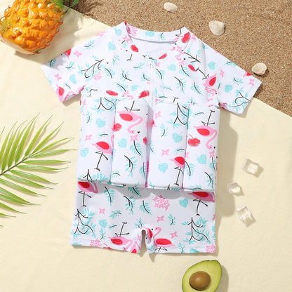 Children's Buoyancy Swimsuit One-piece Swimsuit for Kids Floating Rash Guards Cartoon Print Girls Boys Swimwear Swimming Clothes