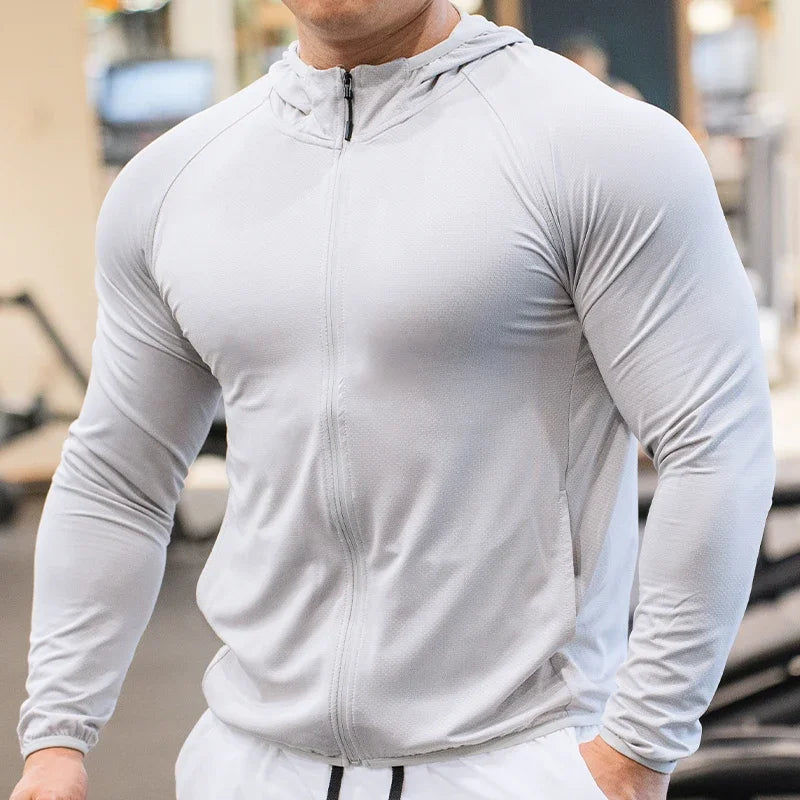 Gym Fitness Sports Shirts Tops Mens Running Short Sleeve Hoodies Muscle Training T-shirt Outdoor Cycling Training Hoodie Clothes
