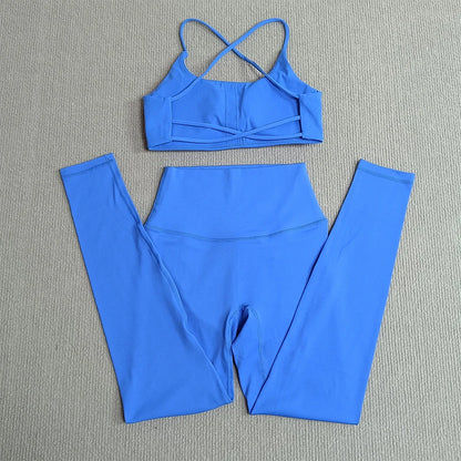 Yoga Clothes Set 2 Pcs Gym Tights Sports Set Women Sweat Bras Tops Compression Leggings Fitness Suit Running Workout Tracksuit