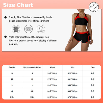 Women's Swimsuit Two Pieces Gymnastic Swimming Suit Sleeveless Front Zipper Sport Bra Crop Vest Tank Top Shorts Set Tracksuit