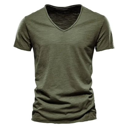 Plain Cotton Gym T-shirt Men Summer Fitness Clothing V-Neck Short Sleeve T shirt Slim Fit Tshirt Bodybuilding Workout Tees Tops