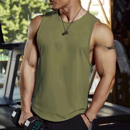 Men's Gym Clothing Summer Fitness Cotton Tank Top Men Jogging Bodybuilding Sleeveless Shirt Breathable O-Neck Casual Muscle Vest
