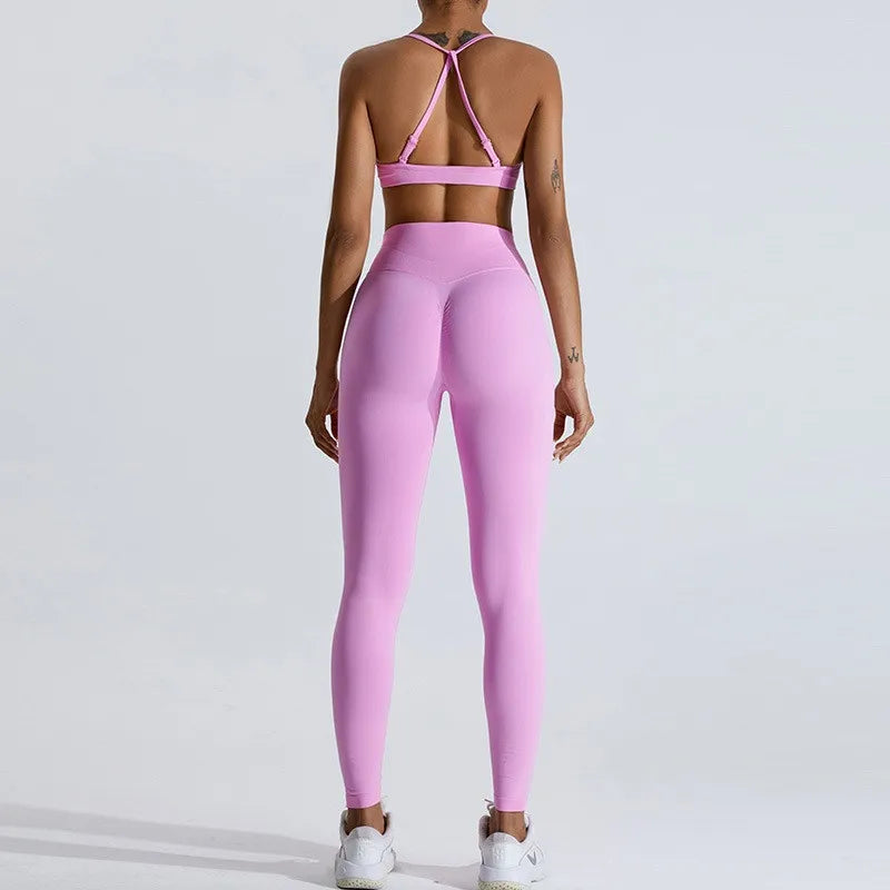 Gym Clothes Women 2 Pcs Yoga Set Breathable Sports Bra High Waist Leggings Women's Tracksuit Sportswear Fitness Suit Activewear