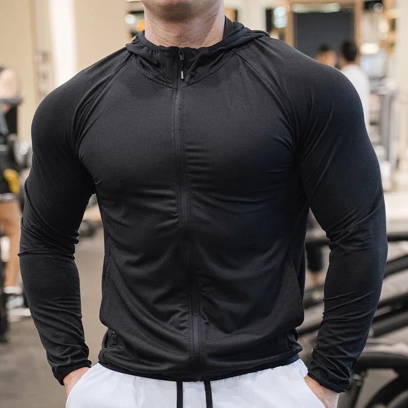 Gym Fitness Sports Shirts Tops Mens Running Short Sleeve Hoodies Muscle Training T-shirt Outdoor Cycling Training Hoodie Clothes