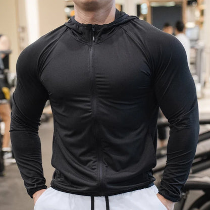 Gym Fitness Sports Shirts Tops Mens Running Short Sleeve Hoodies Muscle Training T-shirt Outdoor Cycling Training Hoodie Clothes