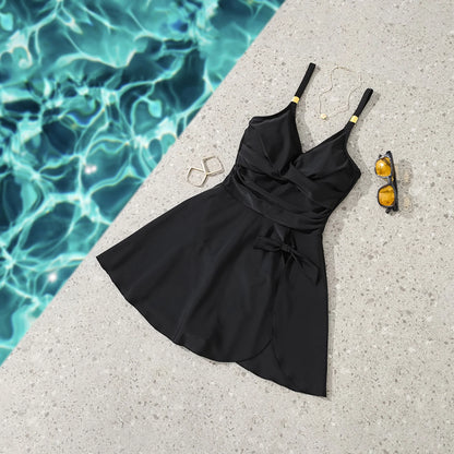 Yiiciovy New Swimsuit Dress Women Summer Tankini Monokini Swimming Suit Push Up Sleeveless High Waisted Skirt Bathing Suits