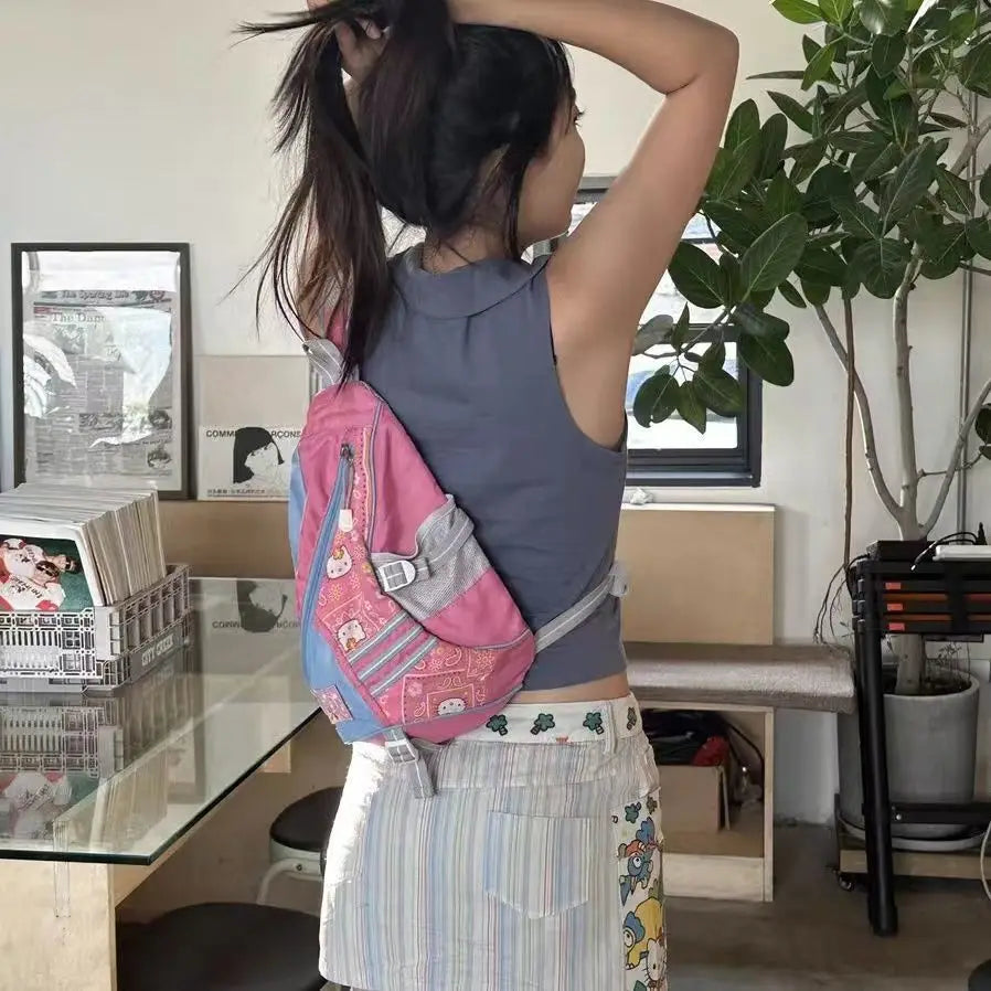 Sanrios Hello Kittys Travel Bag Cute Cartoon Crossbody New Style Portable Sweet Girls Hot Sale Storage Large Capacity Kawaii Ins