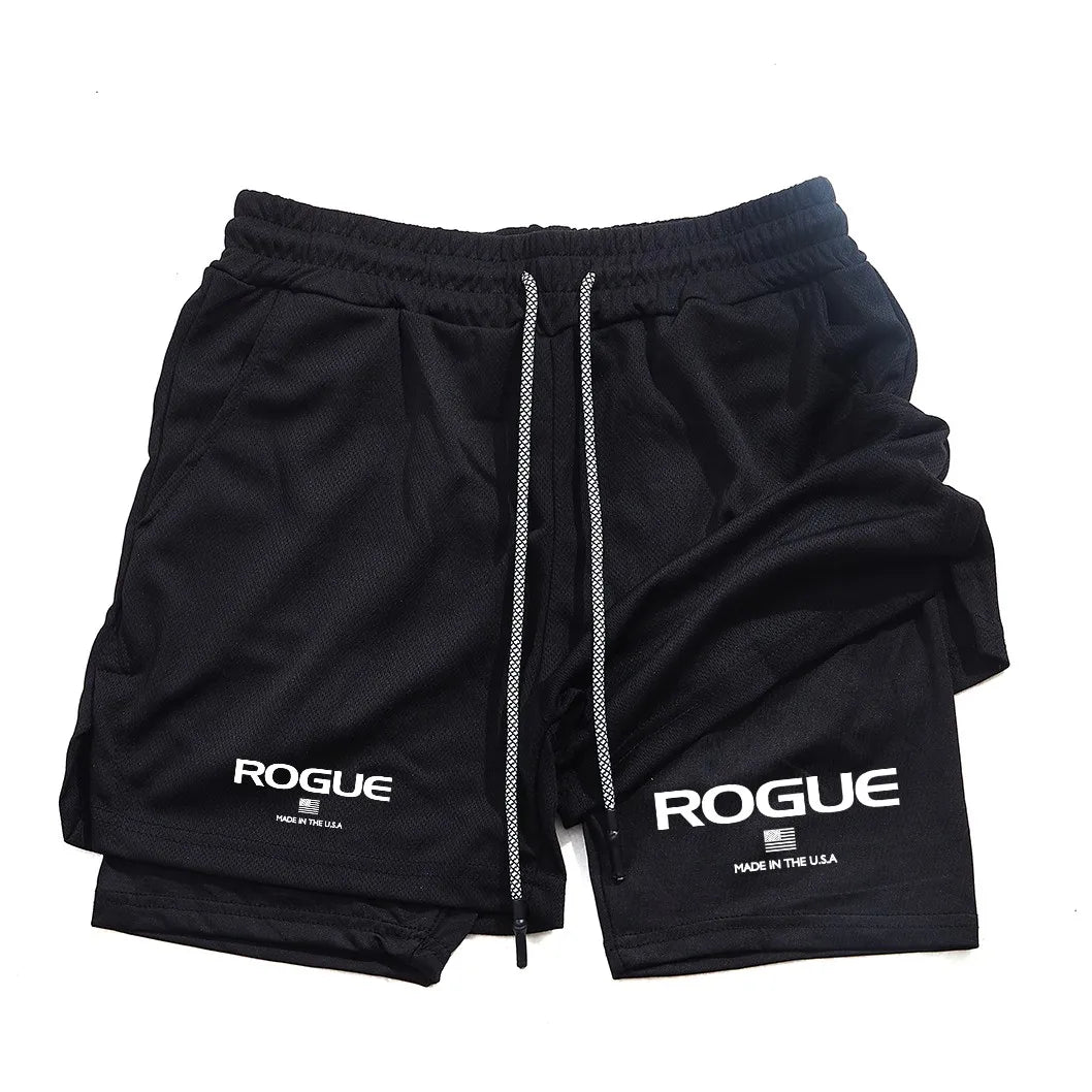 Gym men's sports shorts all-season sports 2-in-1 double-layer tight shorts sports shorts fashionable and casual