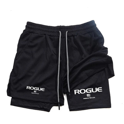 Gym men's sports shorts all-season sports 2-in-1 double-layer tight shorts sports shorts fashionable and casual