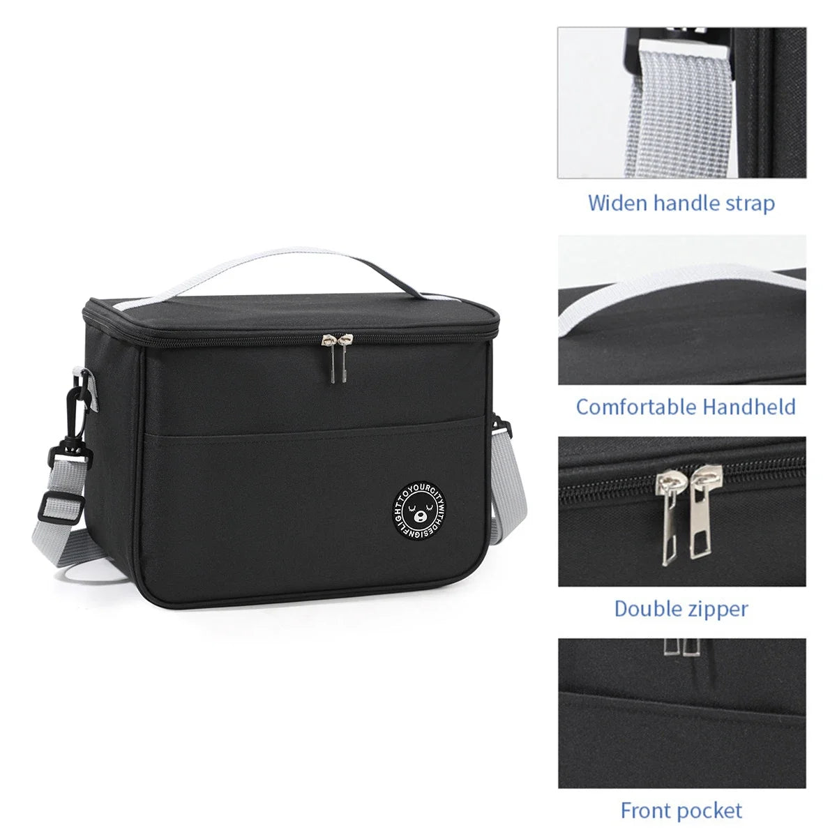 Capacity hand-held with shoulder strap insulated bag, lunch box bag, student thickened waterproof lunch bag。