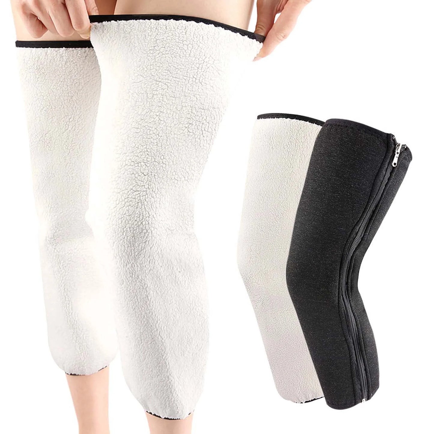 40/50cm Winter Leg Warmer Thickened Plush Warmful Knee Pad Winter Autumn Outdoor Cycling Riding Windproof Comfortable Leg Cover